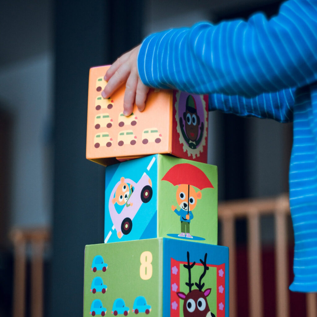 Young child playing with blocks